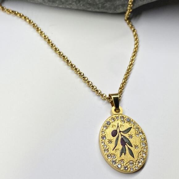 Free People Jewelry - NEW Olive Branch & Rhinestone Layering Necklace